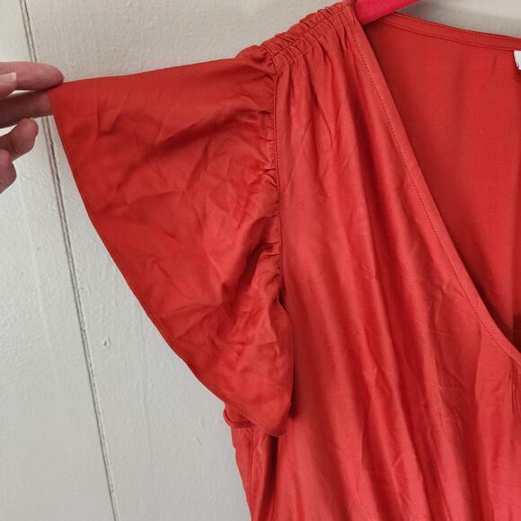 J.Jill Cottagecore Prairie Ruffle Autumn Maxi Dress Orange Large - Picture 4 of 13